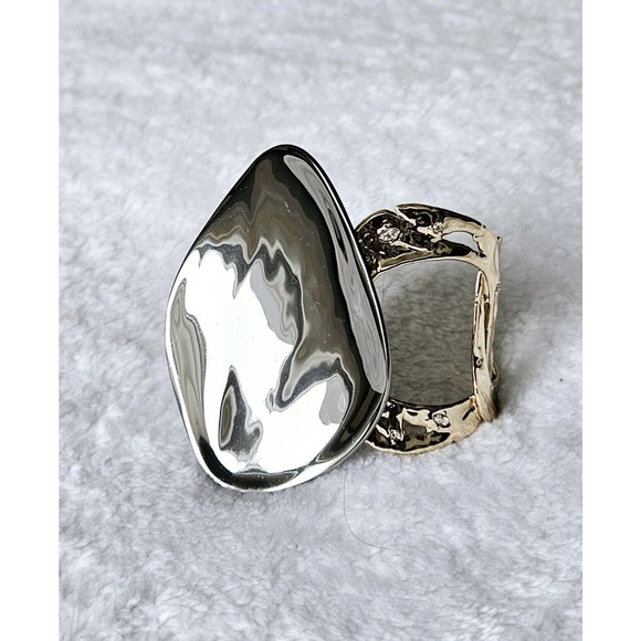 ALEXIS BITTAR liquid-molten rocky disk link Swarovski crystal bracelet cuff $435 - Picture 8 of 12